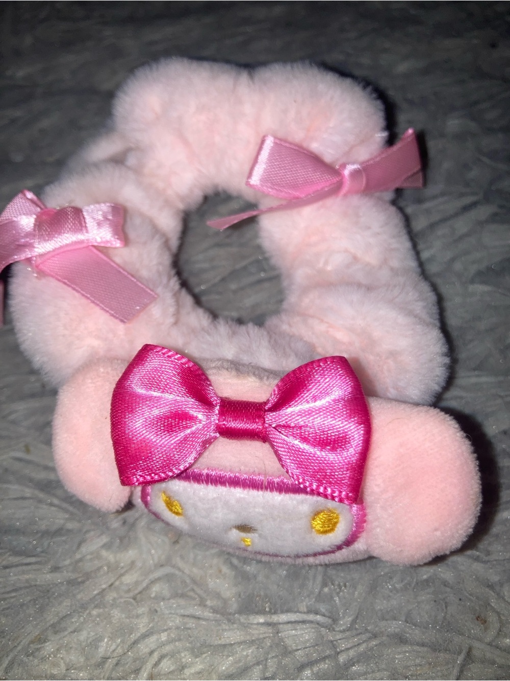 My Melody Plush Pink Kids Hair Scrunchie with Bow Accent